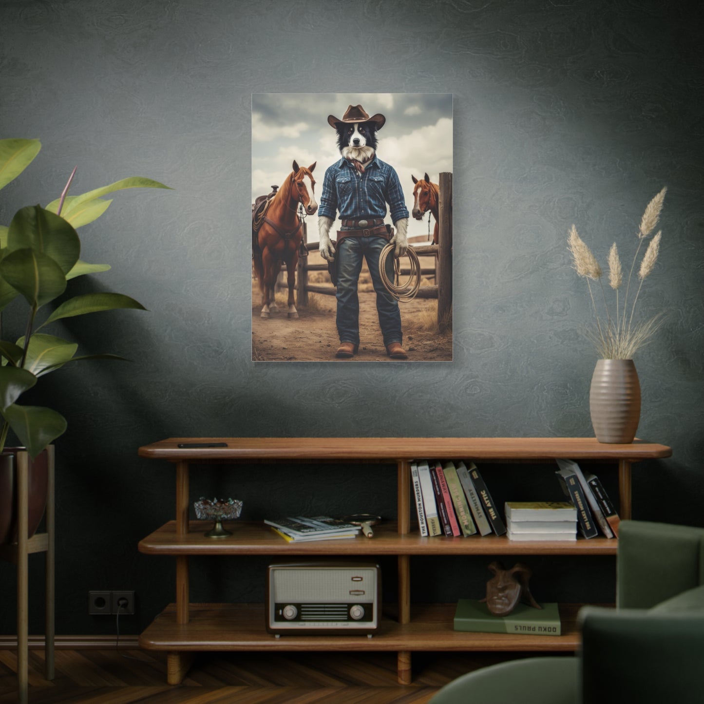 Custom Cowboy Pet Portrait – Wild West Outlaw Pet Canvas, Western Dog Artwork