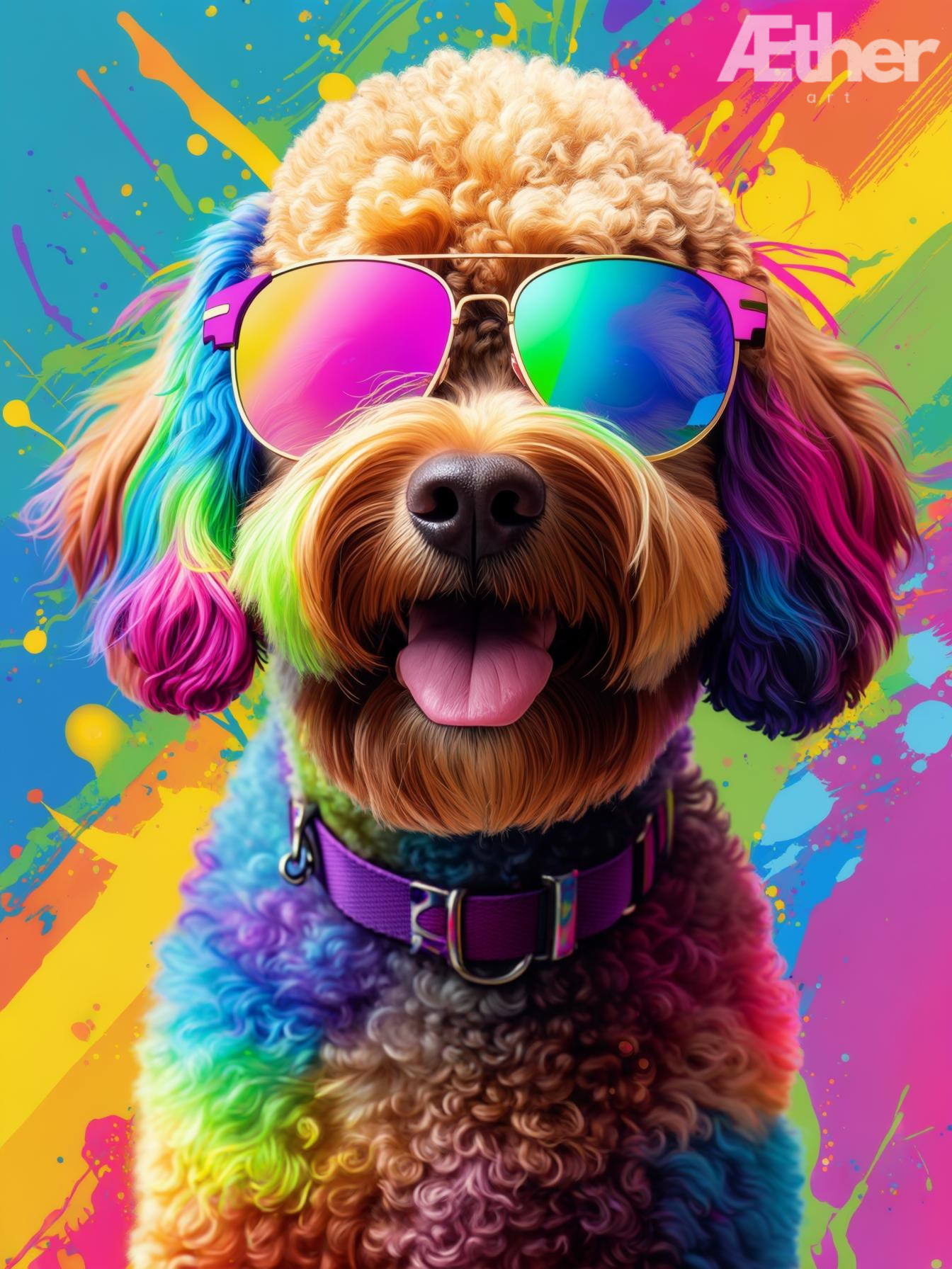 Custom Retro Pet Portrait – 80s Vaporwave Synthwave Pet Art, Neon Digital Pet Artwork