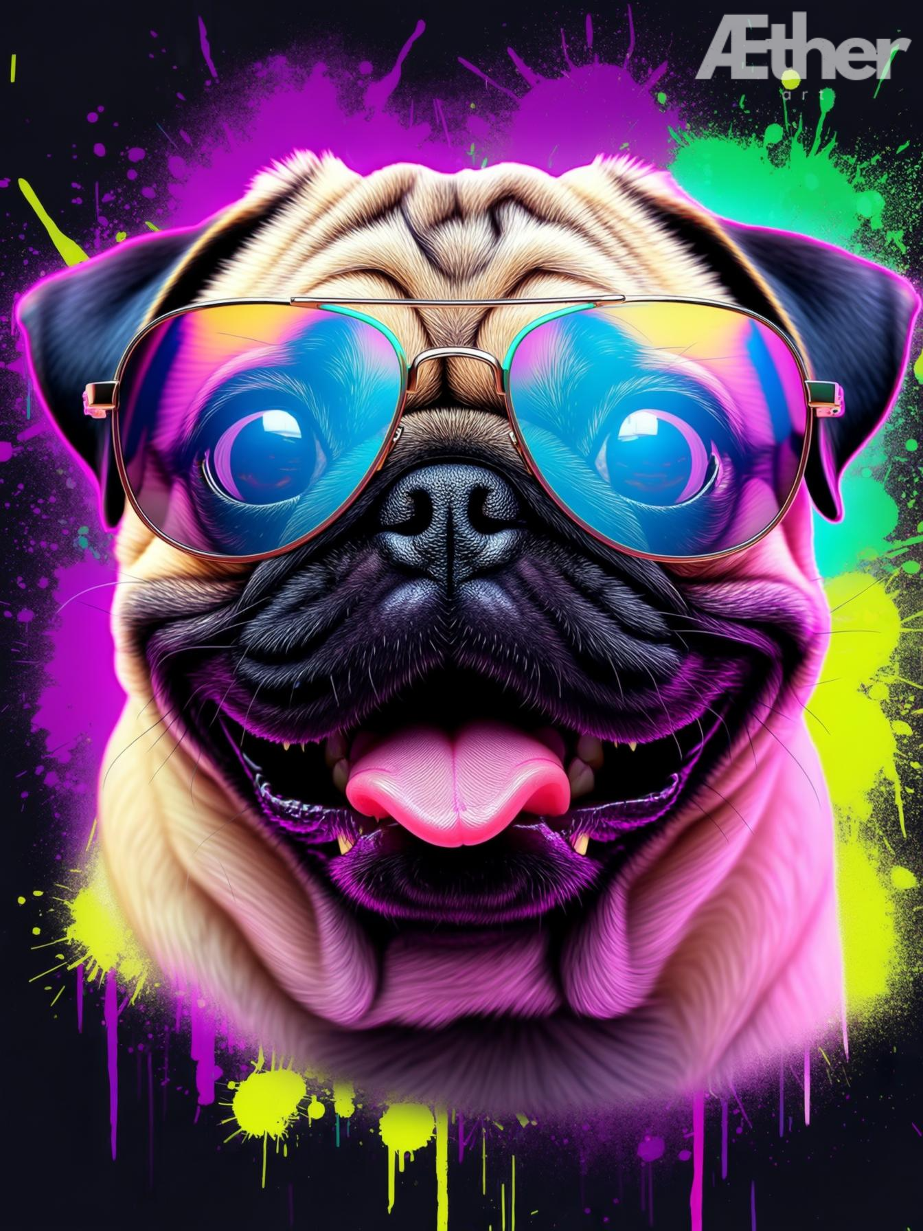 Custom Retro Pet Portrait – 80s Vaporwave Synthwave Pet Art, Neon Digital Pet Artwork