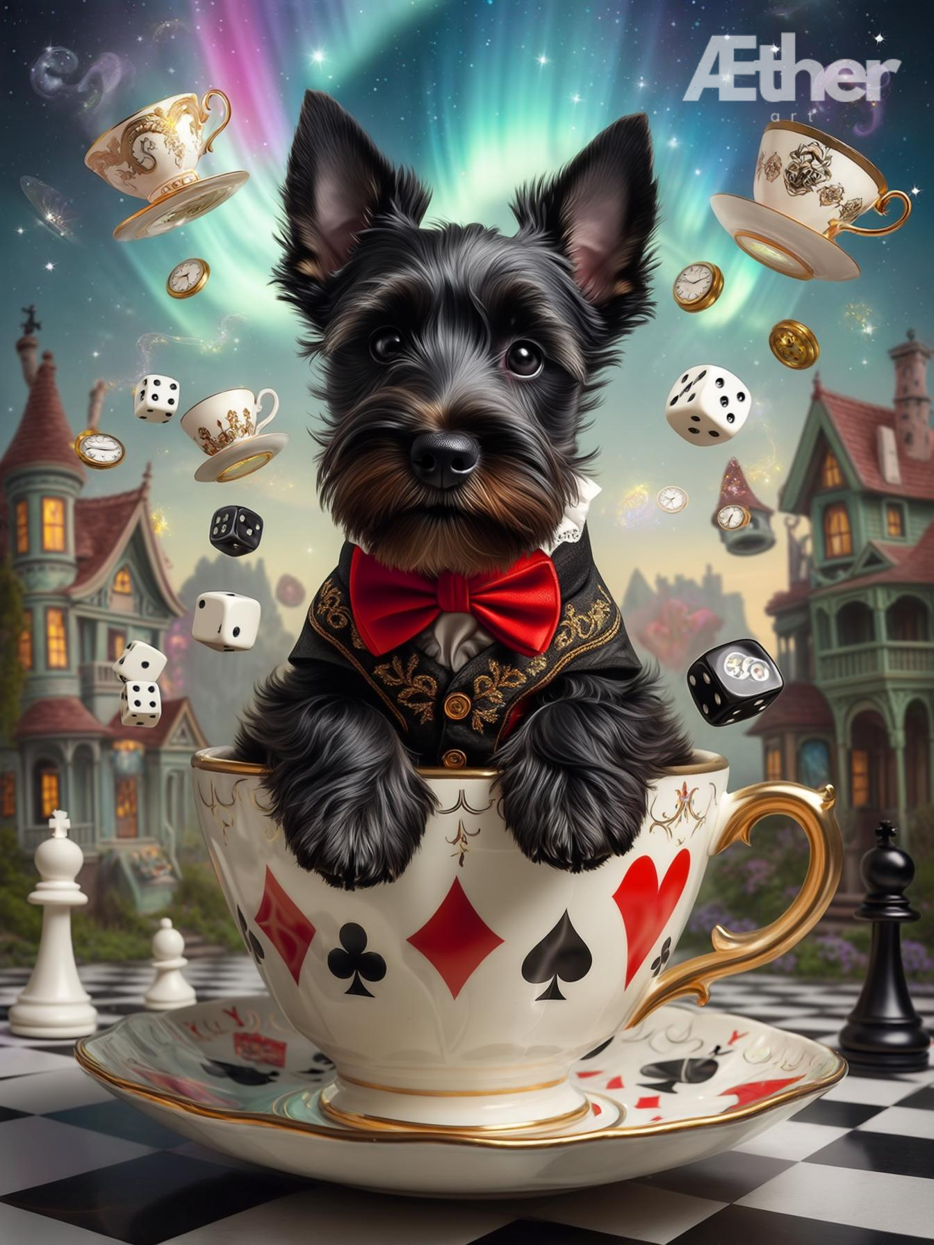 Custom Alice in Wonderland Pet Portrait – Whimsical Fantasy Pet Art