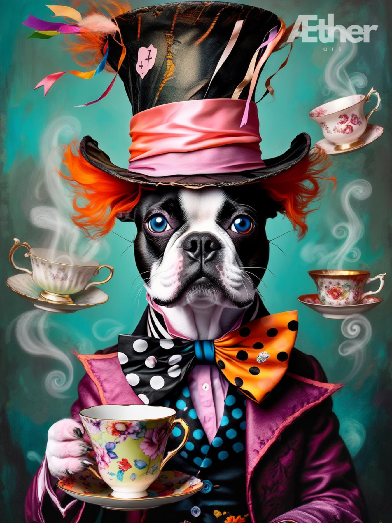 Custom Alice in Wonderland Pet Portrait – Whimsical Fantasy Pet Art