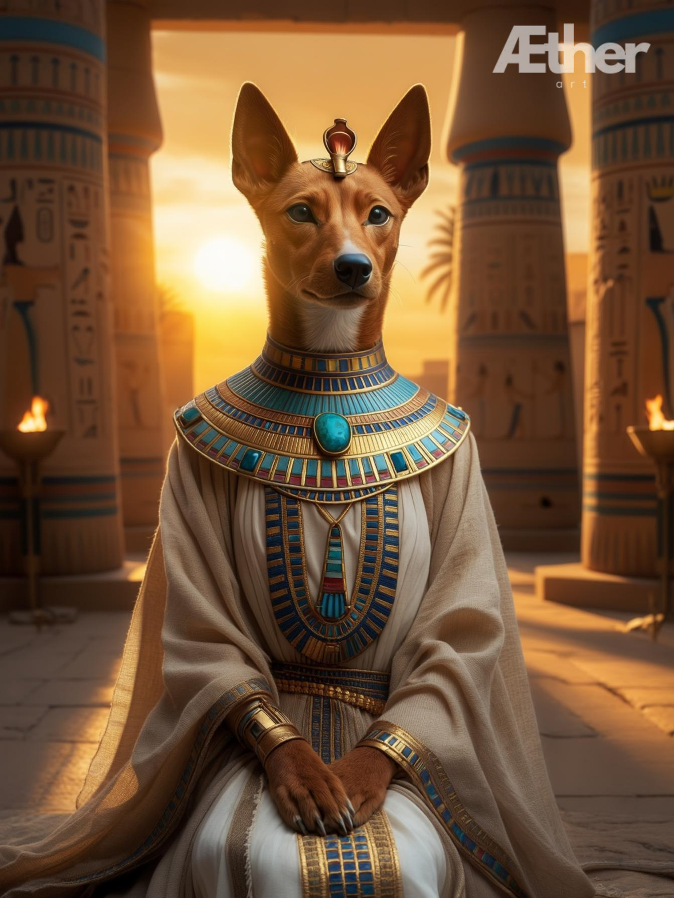 Custom Egyptian Pet Portrait – Pharaoh, Queen, High Priest, or Goddess Artwork