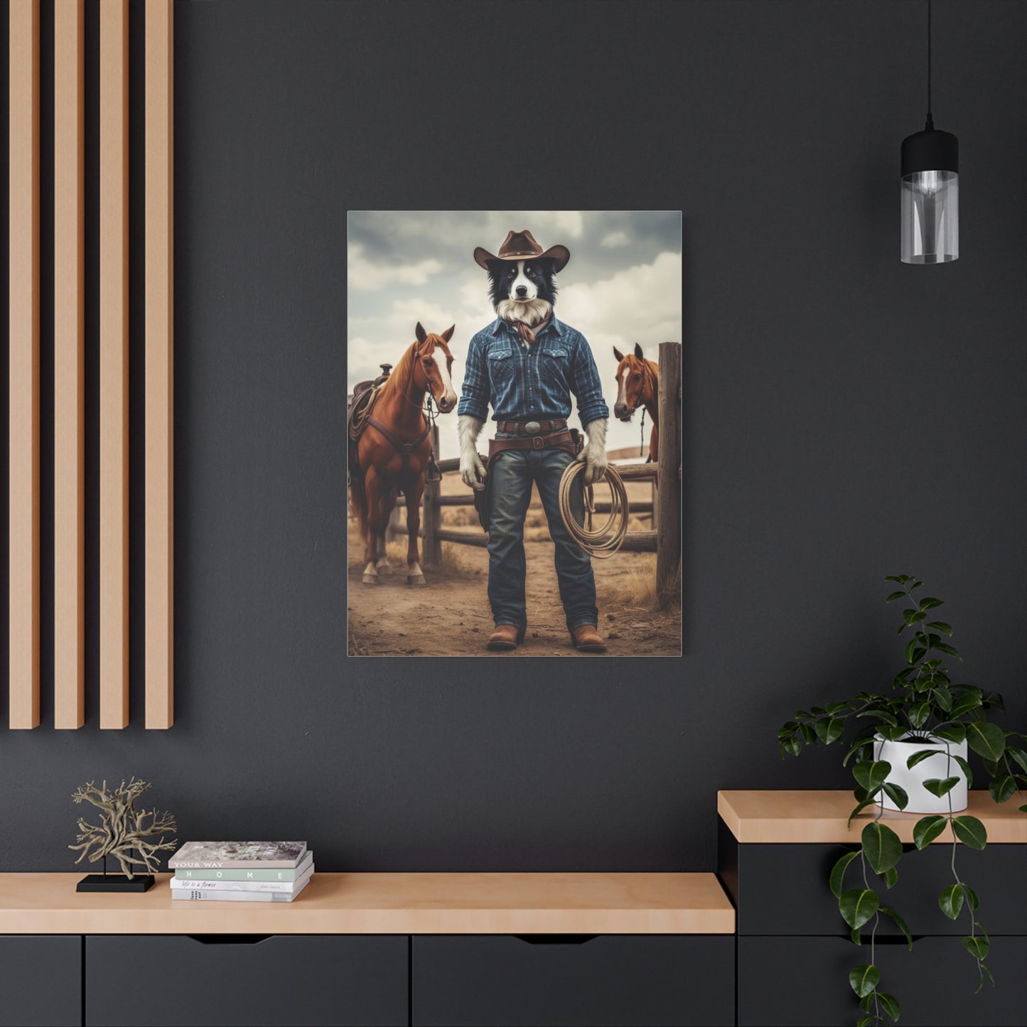 Custom Cowboy Pet Portrait – Wild West Outlaw Pet Canvas, Western Dog Artwork