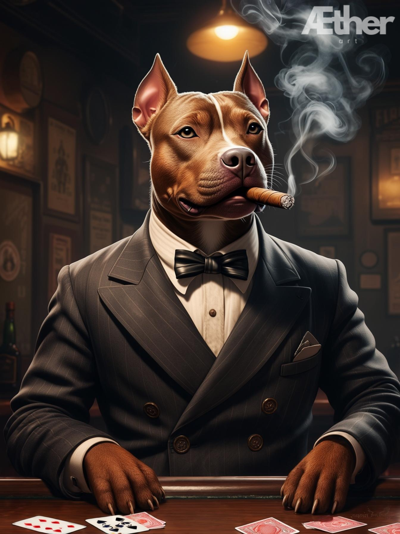 Custom Gangster Pet Portrait – Godfather, Al Capone, Scarface Pet Artwork