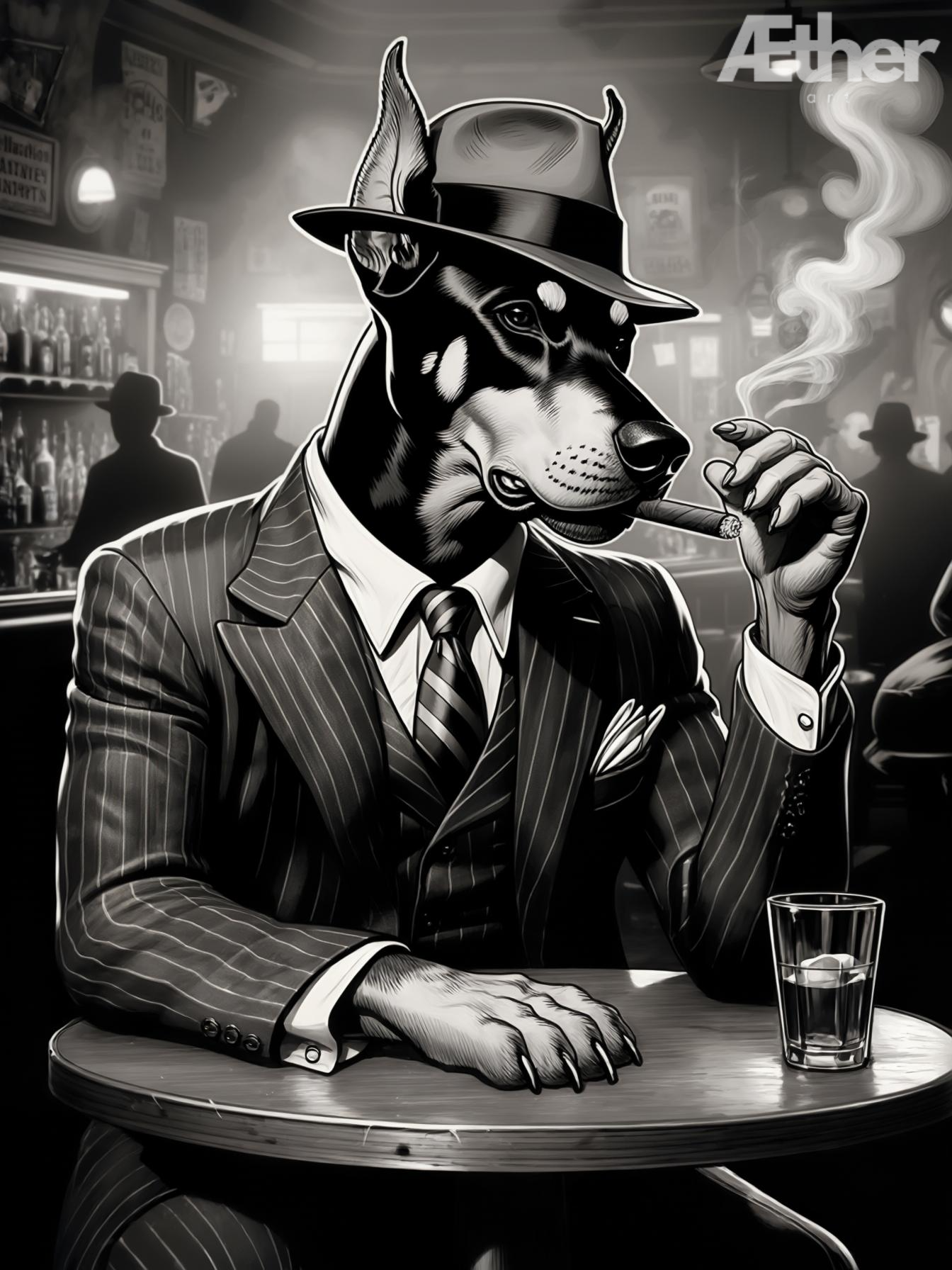 Custom Gangster Pet Portrait – Godfather, Al Capone, Scarface Pet Artwork