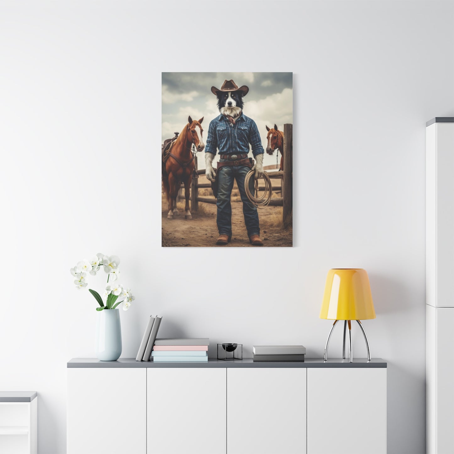 Custom Cowboy Pet Portrait – Wild West Outlaw Pet Canvas, Western Dog Artwork