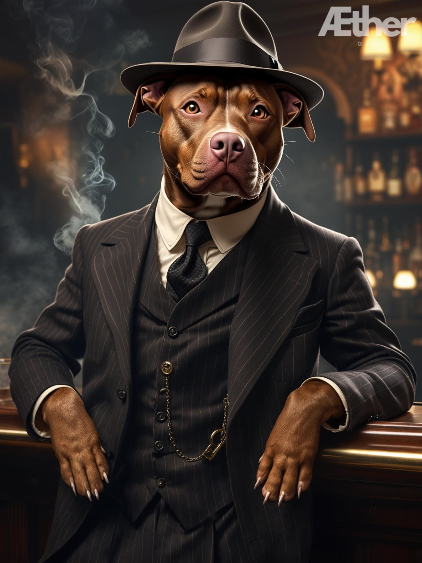 Custom Gangster Pet Portrait – Godfather, Al Capone, Scarface Pet Artwork