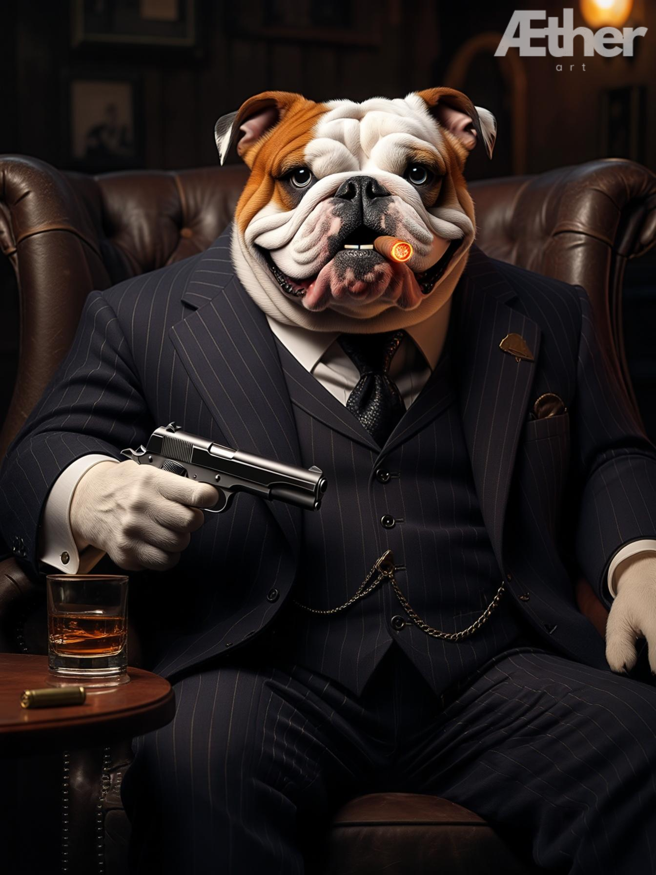 Custom Gangster Pet Portrait – Godfather, Al Capone, Scarface Pet Artwork