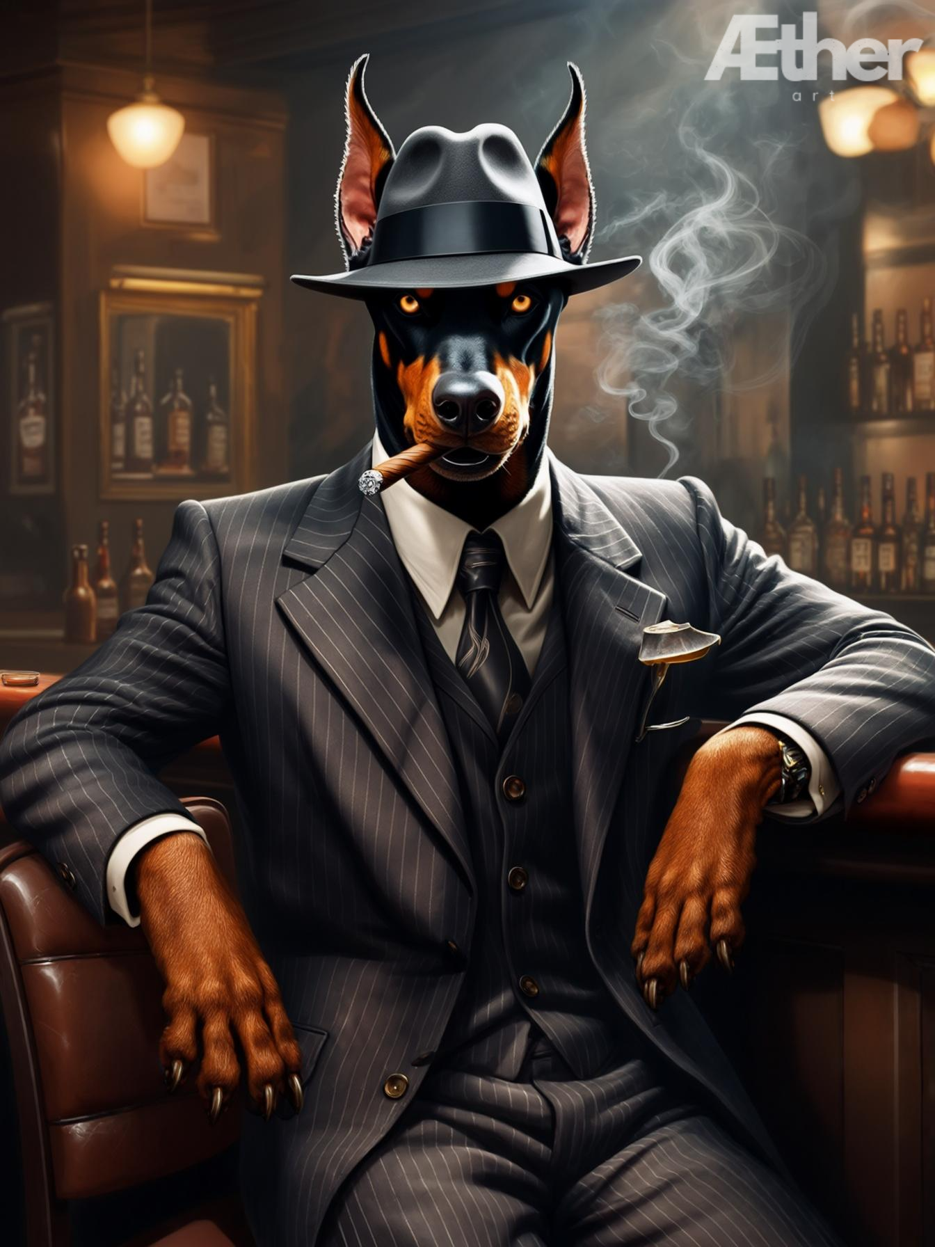 Custom Gangster Pet Portrait – Godfather, Al Capone, Scarface Pet Artwork