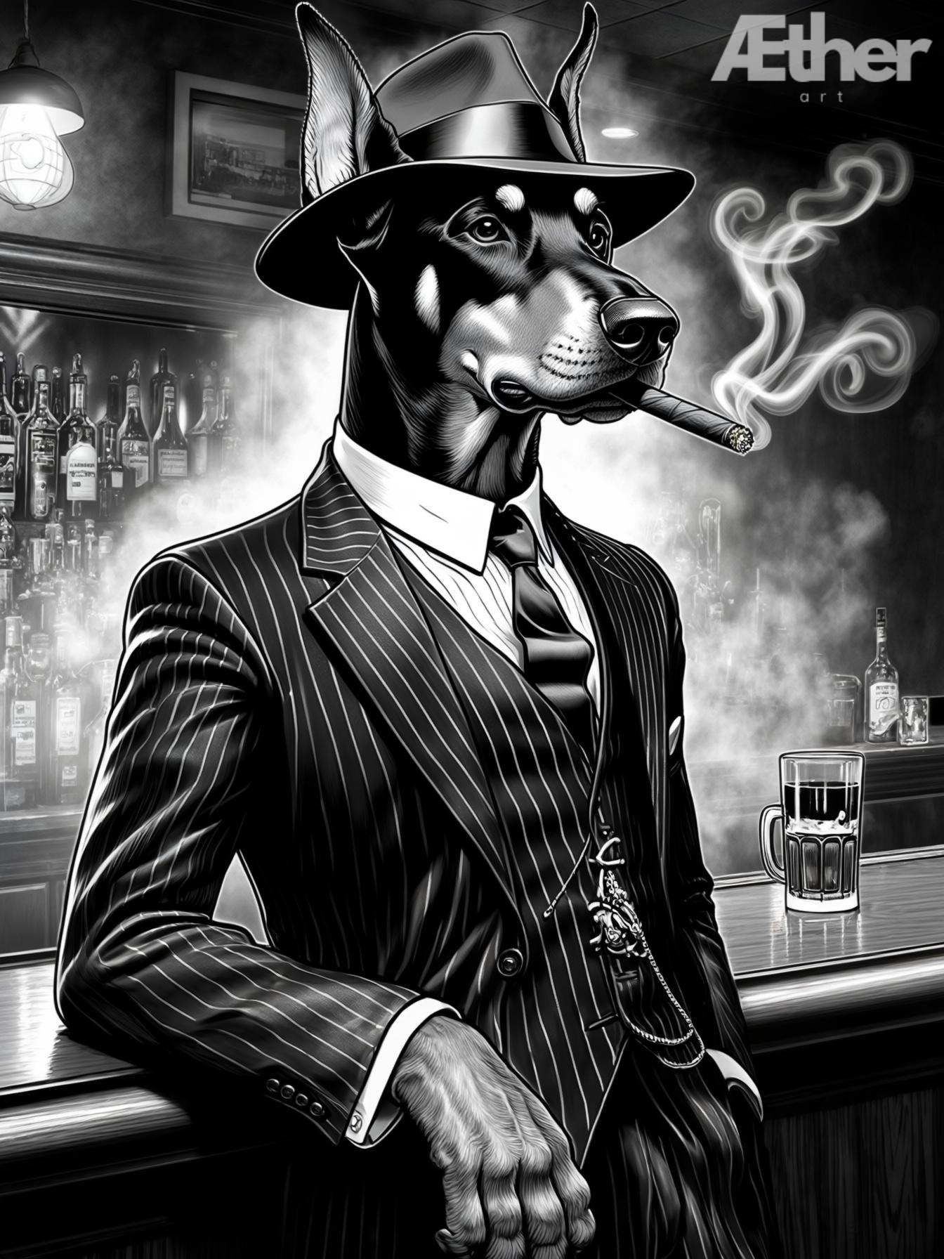 Custom Gangster Pet Portrait – Godfather, Al Capone, Scarface Pet Artwork