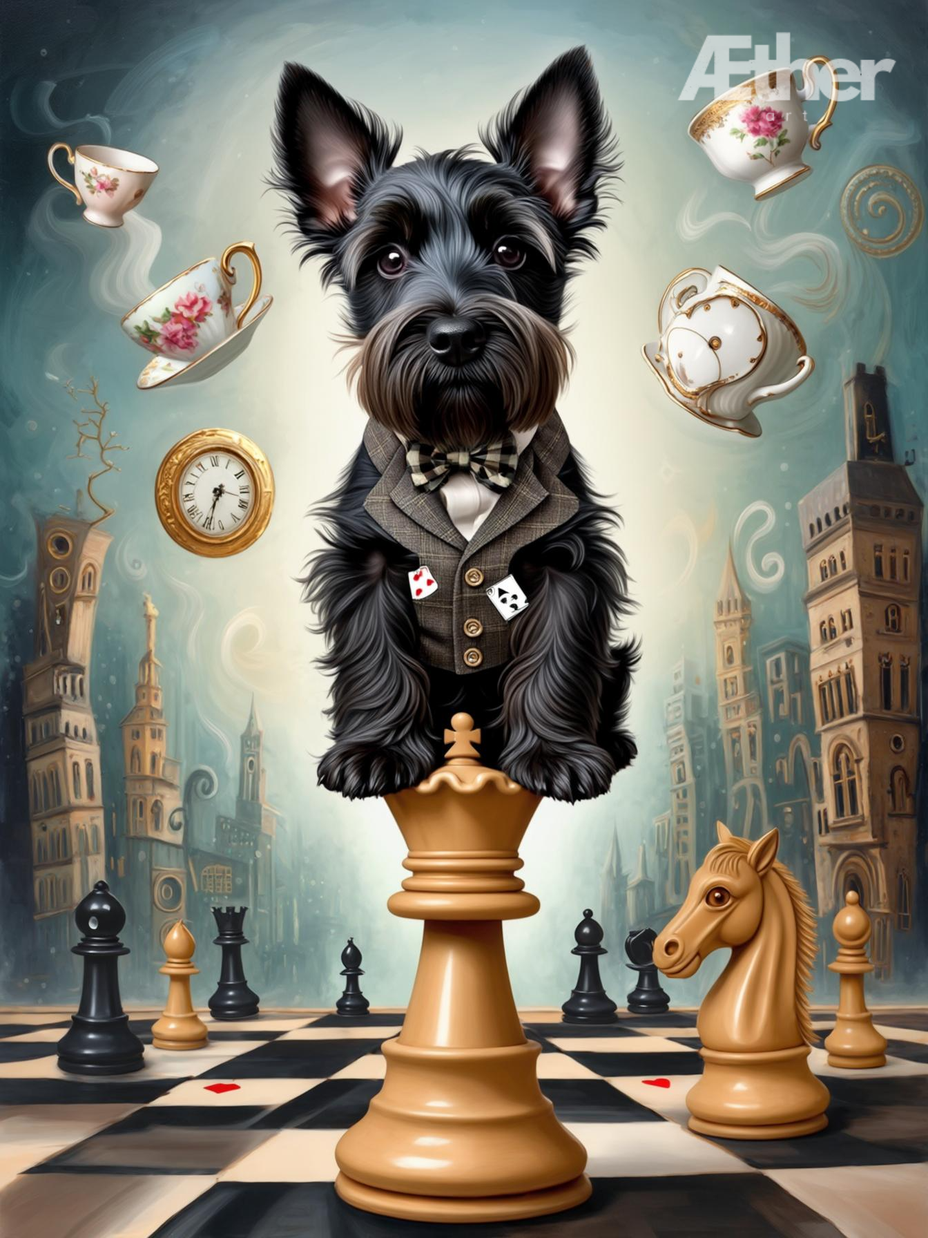 Custom Alice in Wonderland Pet Portrait – Whimsical Fantasy Pet Art