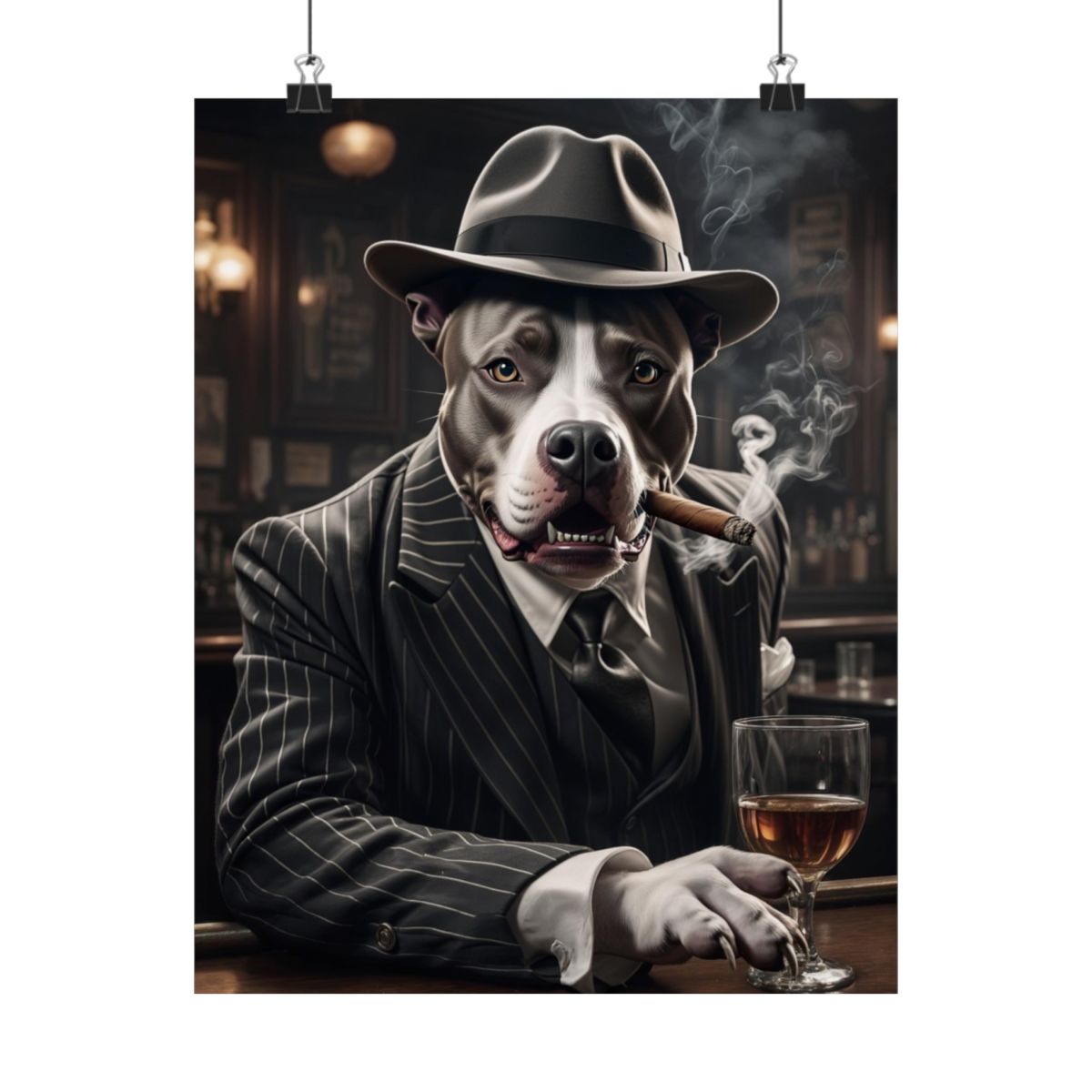 Custom Gangster Pet Portrait – Godfather, Al Capone, Scarface Pet Artwork