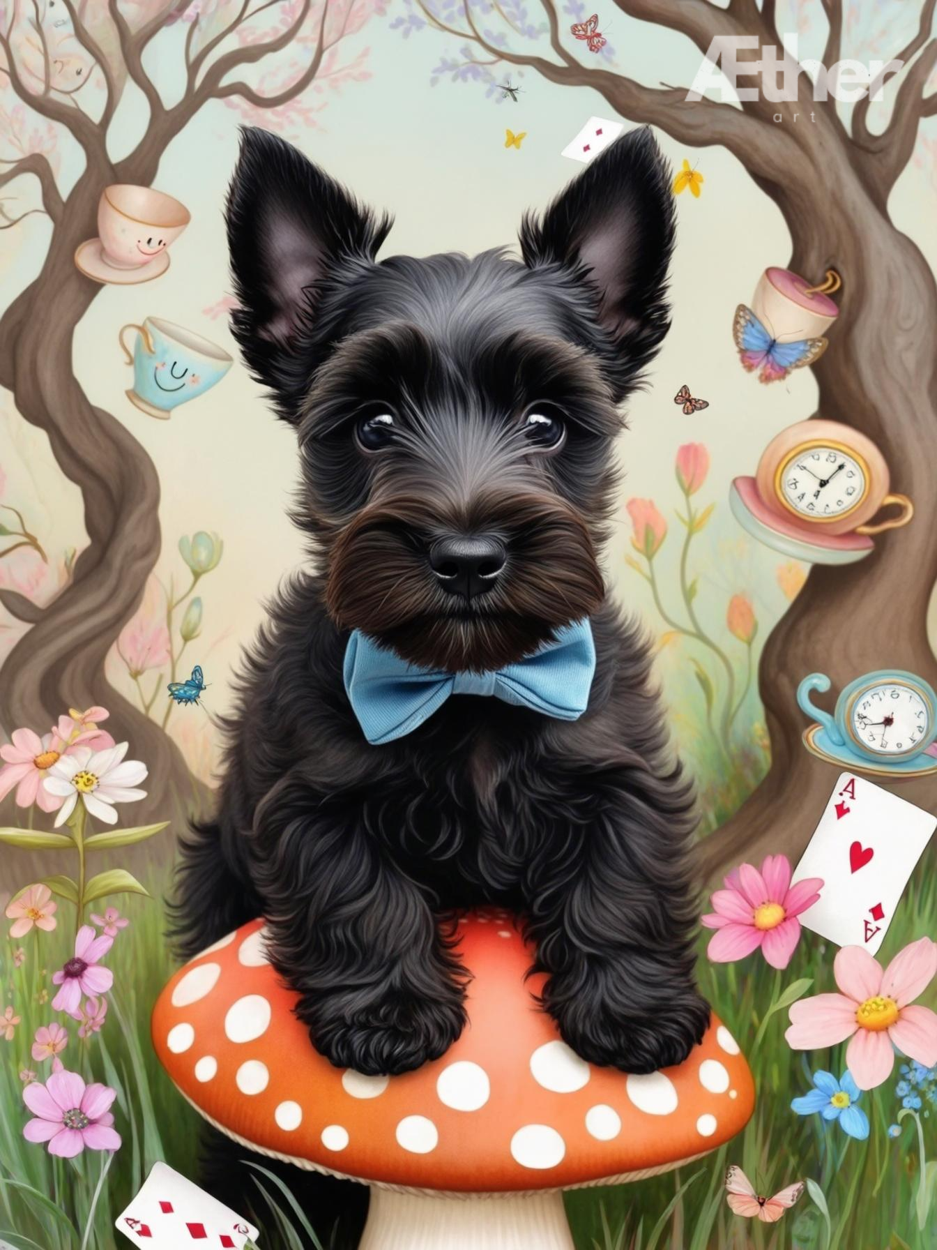 Custom Alice in Wonderland Pet Portrait – Whimsical Fantasy Pet Art