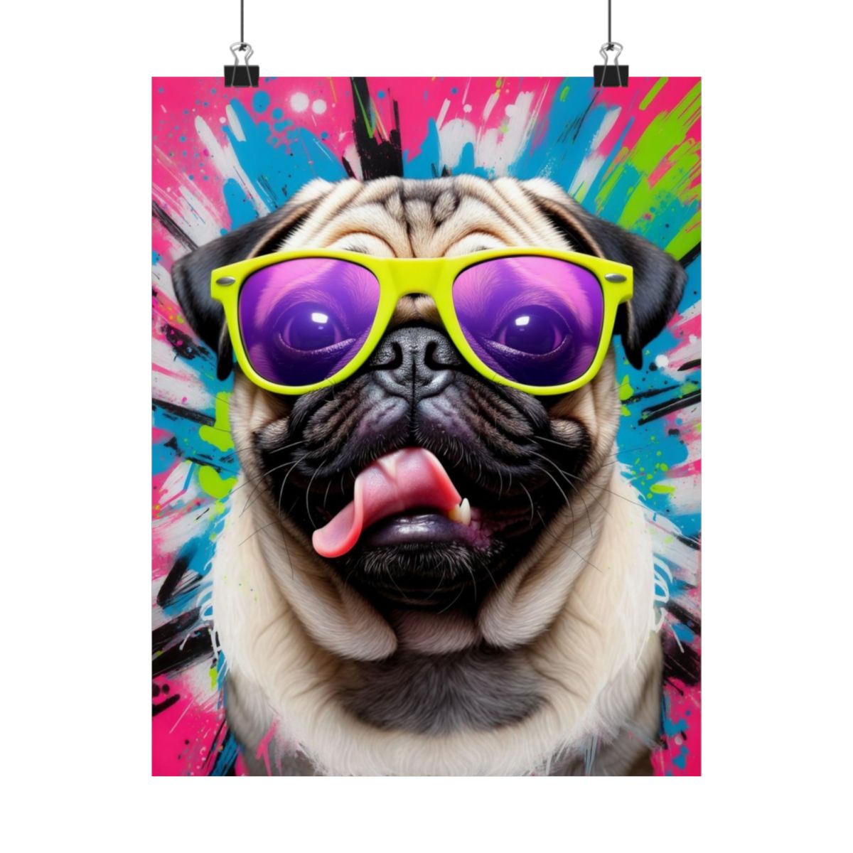 Custom Retro Pet Portrait – 80s Vaporwave Synthwave Pet Art, Neon Digital Pet Artwork